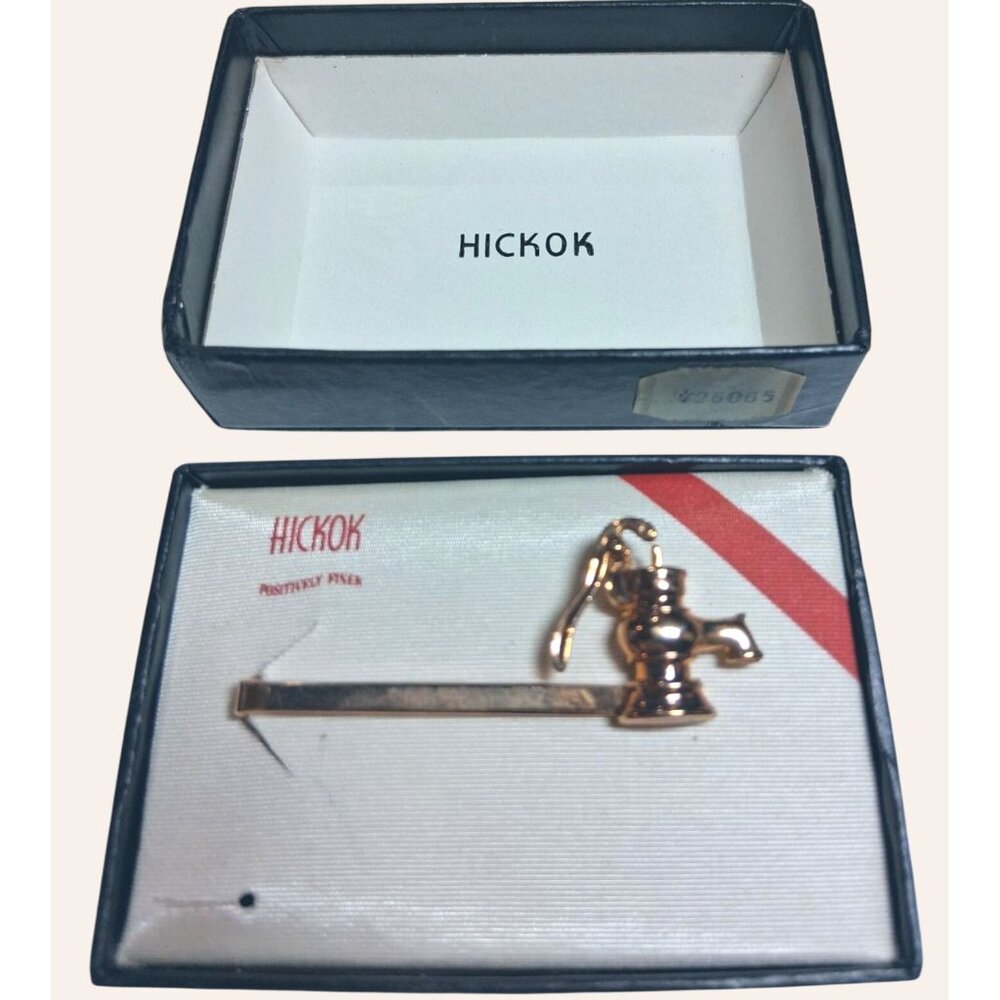 Hickok Vintage Tie Clip Gold Tone Original Box 2 1/4" Positively Finer